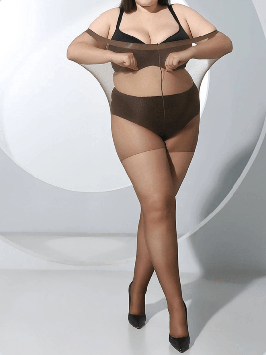 1pair Women Plus Size Solid Sheer Fashion Tights For Summer - Lolli World Marketplace