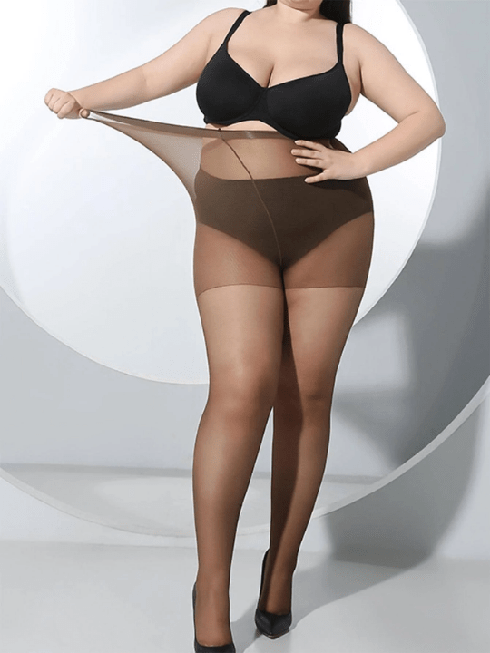 1pair Women Plus Size Solid Sheer Fashion Tights For Summer - Lolli World Marketplace
