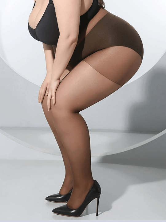 1pair Women Plus Size Solid Sheer Fashion Tights For Summer - Lolli World Marketplace