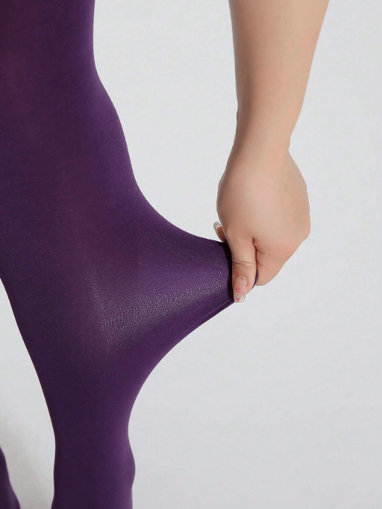1pair Women Solid Fashionable Plus Size Tights For Daily Decoration - Lolli World Marketplace