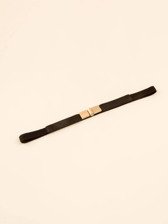 1pc Black Metal Buckle Simple Skinny Elastic Belt Girdle Stretch Waistband For Dress - Lolli World Marketplace