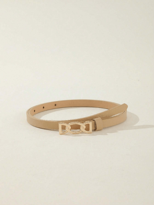 1pc Chain - Style Gold Buckle Black & Khaki Women's Waist Belt For Jeans, Dresses, Daily Wear Casual - Lolli World Marketplace