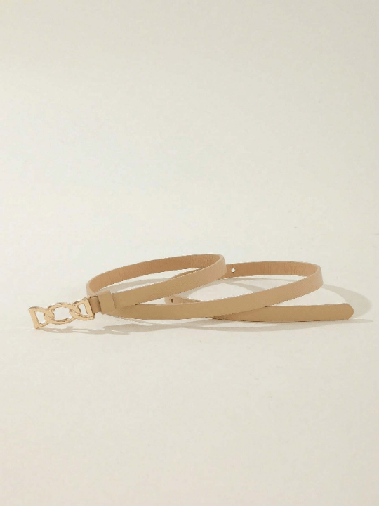 1pc Chain - Style Gold Buckle Black & Khaki Women's Waist Belt For Jeans, Dresses, Daily Wear Casual - Lolli World Marketplace