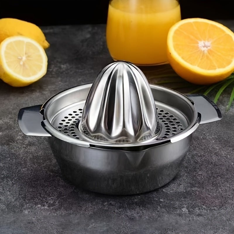 1pc Faridabio Stainless Steel Manual Citrus Juicer with Bowl Container – Heavy - Duty Hand Press for Oranges, Lemons, and Fruits – Rust - Resistant, Easy to Clean, Perfect Kitchen Tool for Fresh Juice Extraction, Portable Juicer