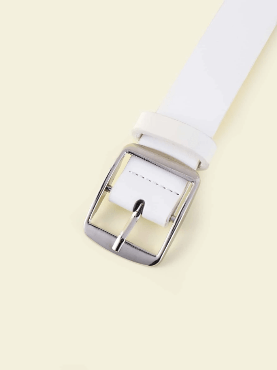 1pc Fashion Casual White Solid Square Buckle Women Belt Girdle For Daily Life - Lolli World Marketplace