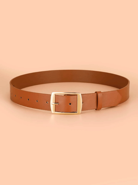 1pc Fashionable Large Gold Sun Buckle Decor All Match Women's Daily Wear Belt Casual - Lolli World Marketplace