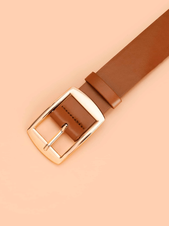 1pc Fashionable Large Gold Sun Buckle Decor All Match Women's Daily Wear Belt Casual - Lolli World Marketplace