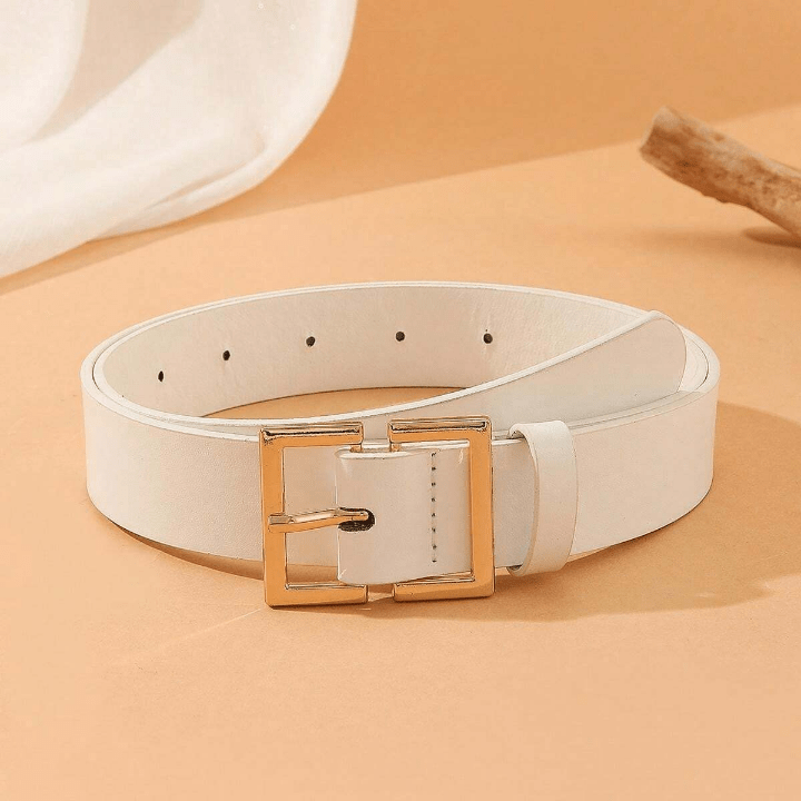 1pc Fashionable & Vintage & Personalized Ladies' Belt With Square Gold Buckle In Chinese Style For Daily Wear, Party And Gatherings Casual - Lolli World Marketplace