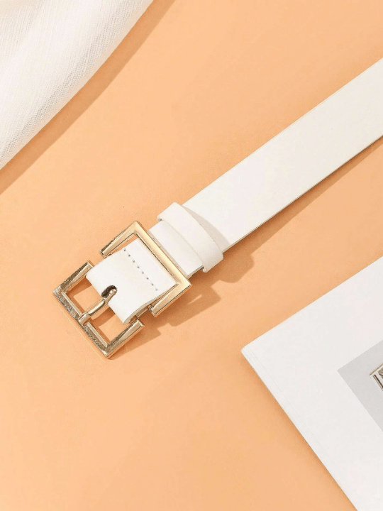 1pc Fashionable & Vintage & Personalized Ladies' Belt With Square Gold Buckle In Chinese Style For Daily Wear, Party And Gatherings Casual - Lolli World Marketplace