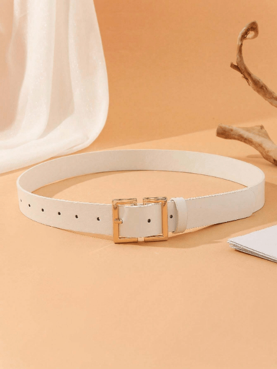 1pc Fashionable & Vintage & Personalized Ladies' Belt With Square Gold Buckle In Chinese Style For Daily Wear, Party And Gatherings Casual - Lolli World Marketplace