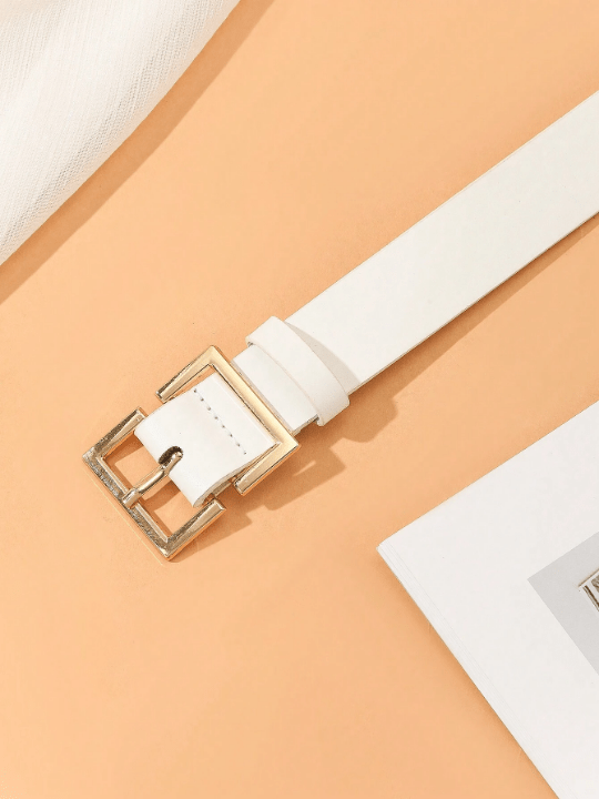 1pc Fashionable & Vintage & Personalized Ladies' Belt With Square Gold Buckle In Chinese Style For Daily Wear, Party And Gatherings Casual - Lolli World Marketplace