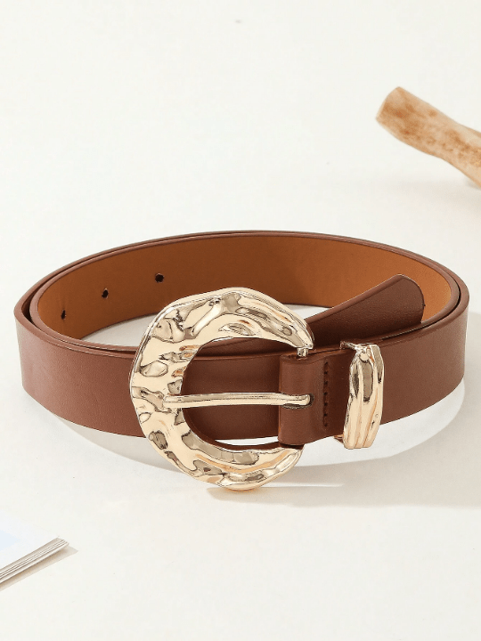 1pc Gold Buckle Belt, Fashionable & Versatile For Jeans, Suits, Skirts, Elegant Daily Belt For Women - Lolli World Marketplace