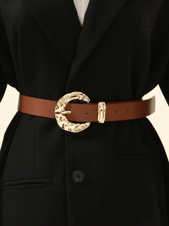1pc Gold Buckle Belt, Fashionable & Versatile For Jeans, Suits, Skirts, Elegant Daily Belt For Women - Lolli World Marketplace
