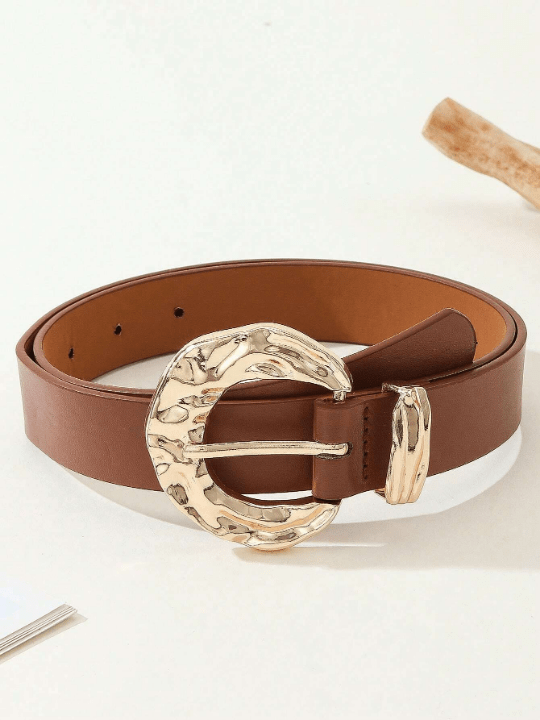 1pc Gold Buckle Belt, Fashionable & Versatile For Jeans, Suits, Skirts, Elegant Daily Belt For Women - Lolli World Marketplace