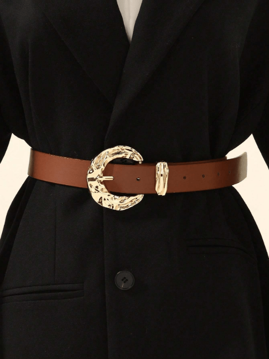 1pc Gold Buckle Belt, Fashionable & Versatile For Jeans, Suits, Skirts, Elegant Daily Belt For Women - Lolli World Marketplace
