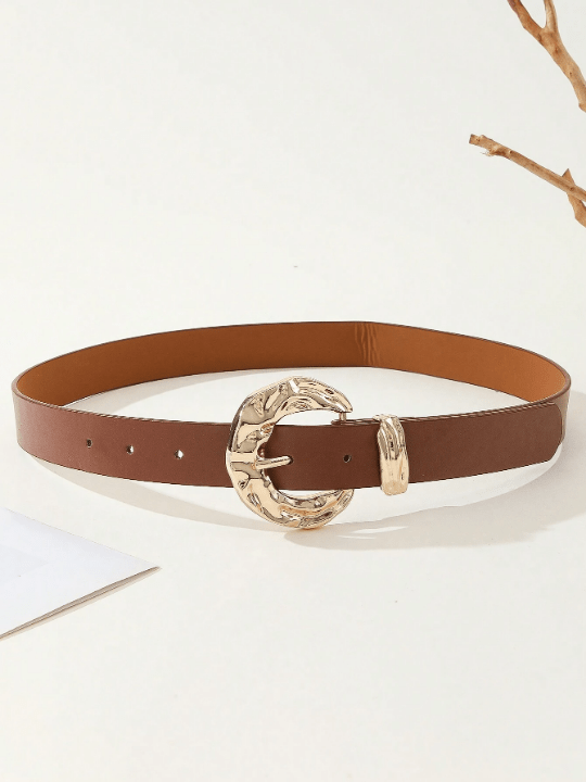 1pc Gold Buckle Belt, Fashionable & Versatile For Jeans, Suits, Skirts, Elegant Daily Belt For Women - Lolli World Marketplace