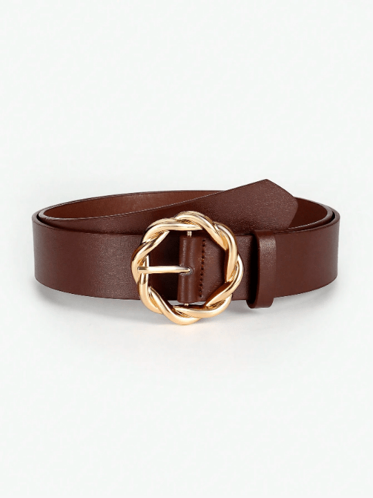 1pc Gold Twisted Round Buckle Decorated Trendy All - Match Ladies' Belt For Daily Use Casual - Lolli World Marketplace