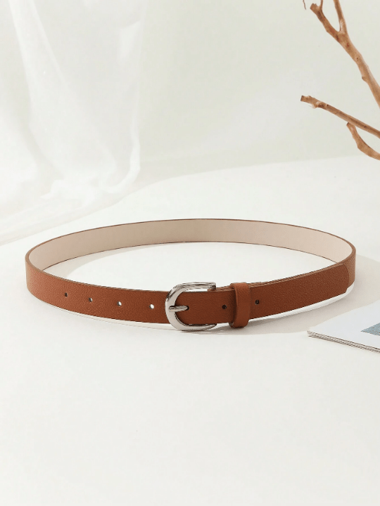 1pc Ladies' Metal Square Buckle Simple Decoration Belt, Perfect For Everyday Wear With Dress, Jeans & Trousers - Lolli World Marketplace