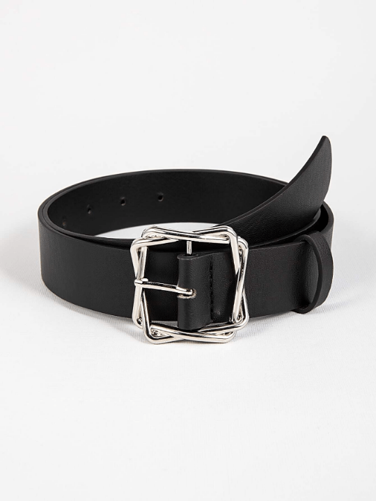 1pc Ladies' Overlapping Square Buckle Pu Belt, Perfect For Daily Wear - Lolli World Marketplace