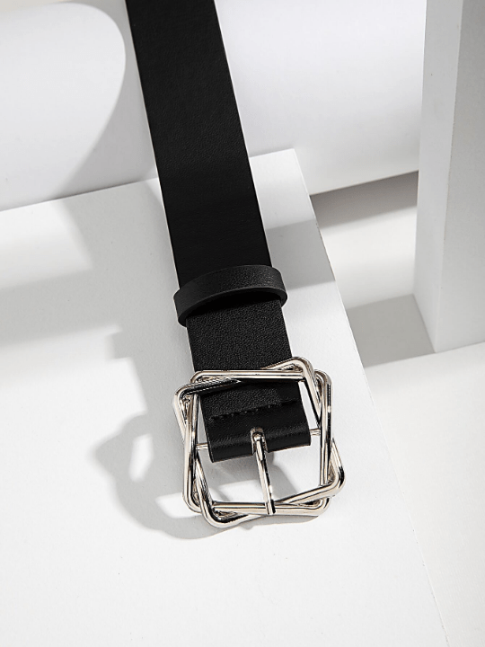 1pc Ladies' Overlapping Square Buckle Pu Belt, Perfect For Daily Wear - Lolli World Marketplace