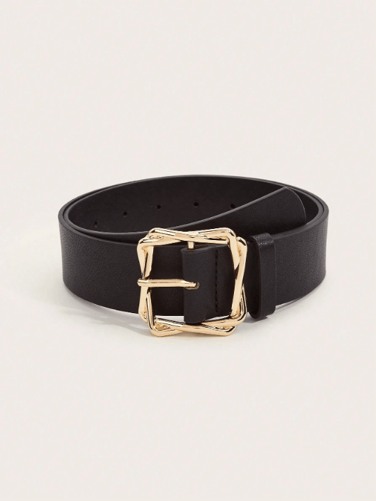 1pc Ladies' Overlapping Square Buckle Pu Belt Suitable For Daily Wear - Lolli World Marketplace