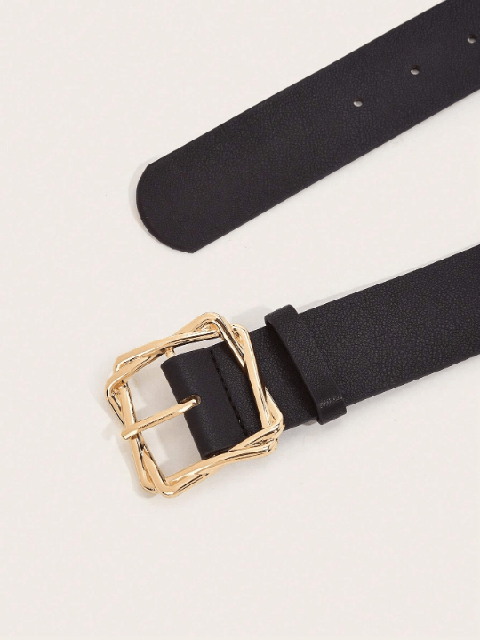 1pc Ladies' Overlapping Square Buckle Pu Belt Suitable For Daily Wear - Lolli World Marketplace