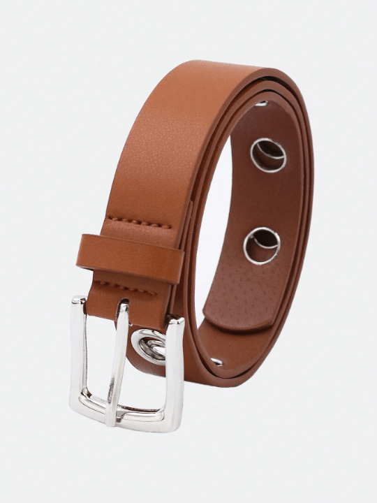 1pc Ladies' Silver Buckle Eyelet Studded Y2k Punk Style Decorative Belt Suitable For Daily Wear - Lolli World Marketplace