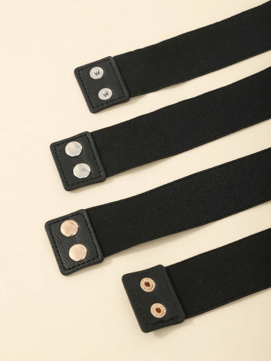 1pc Ladies' Simple Metal Chain & Pu Leather Belt For Dress, Pants, Showing Slim Effect, Fashionable Elastic Stretch Waistband, Suitable For Daily Use - Lolli World Marketplace