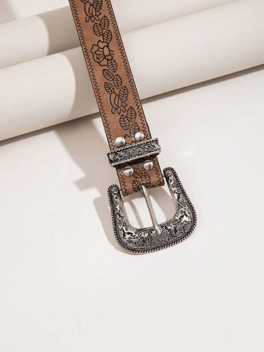 1pc Ladies' Western Style Embossed Jeans Belt - Lolli World Marketplace