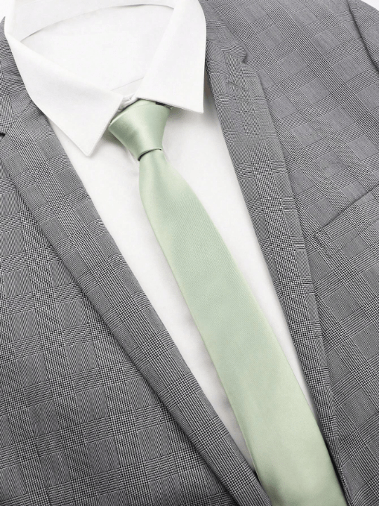 1pc Men's Solid Soft Textured 6cm Skinny Polyester Tie, Suitable For Daily, Work, Wedding, Banquet - Lolli World Marketplace