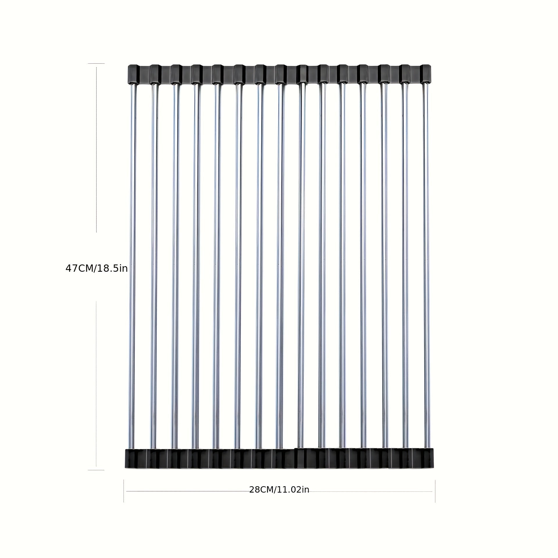 1pc roll - up dishwashing rack on the sink drying rack for kitchen counter, rolling dishwashing rack on the sink pad, foldable dishwasher drainer stainless steel sink rack kitchen finishing gadgets 47cm x 29.97cm Non - food contact