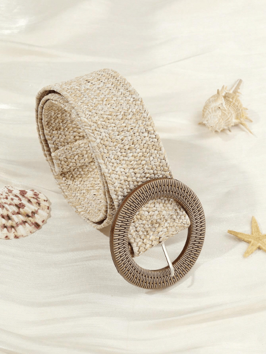 1pc Round Buckle Straw Belt - Lolli World Marketplace