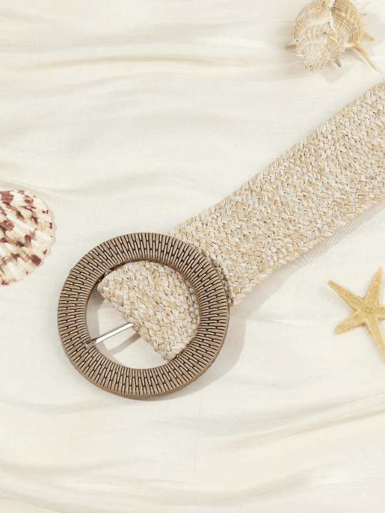 1pc Round Buckle Straw Belt - Lolli World Marketplace