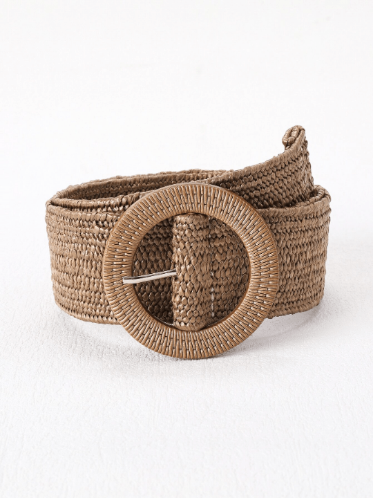 1pc Round Buckle Straw Belt Boho - Lolli World Marketplace