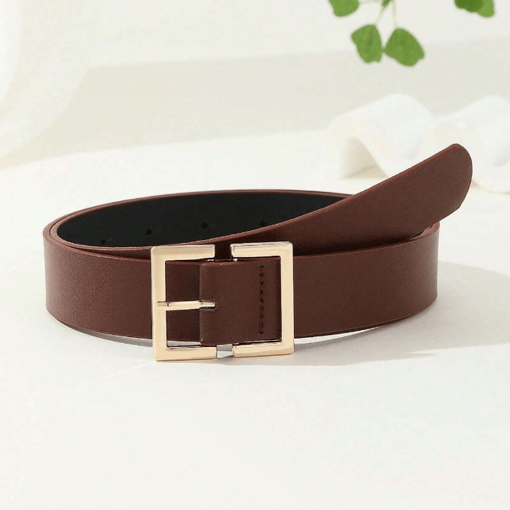 1pc Square Buckle Chinese Style Trendy Fashionable Literary & Retro Personalized Women's Belt, Suitable For Daily Wear & Party - Lolli World Marketplace
