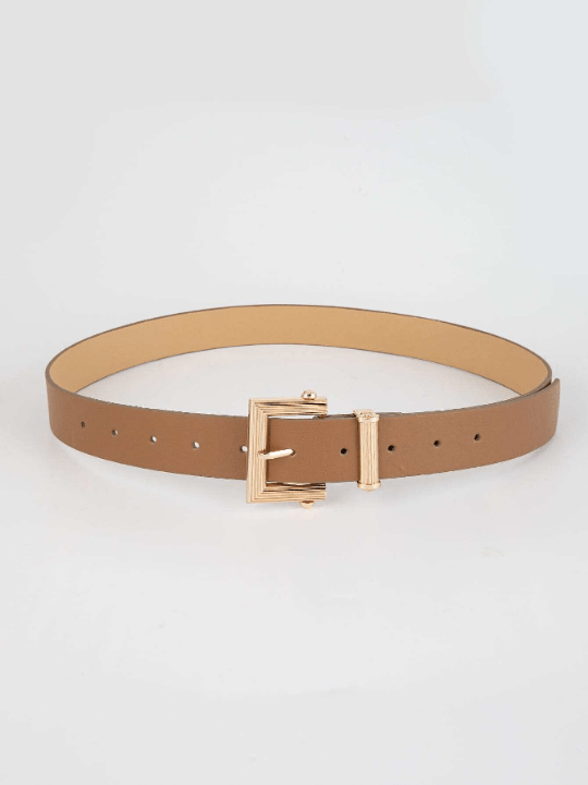1pc Square Buckle Pu Leather Belt, Suitable For Daily Wear, Can Be Paired With Pants Or Dresses - Lolli World Marketplace