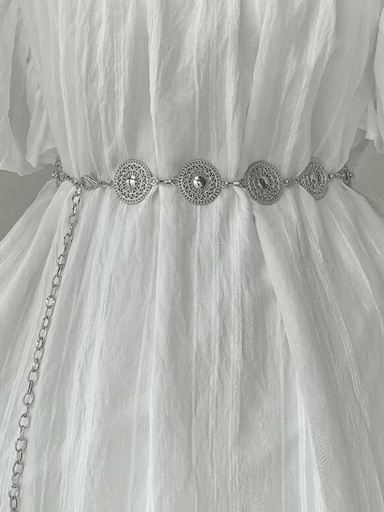 1pc Steampunk Hollow Out Circle Shaped Waist Chain For Women, Design Artistic Alloy Belt For Dress, Elegant And Trendy Boho - Lolli World Marketplace