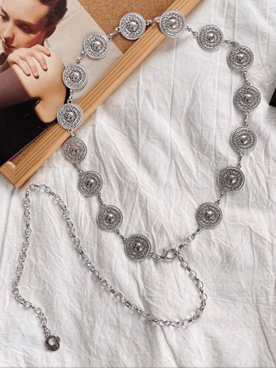 1pc Steampunk Hollow Out Circle Shaped Waist Chain For Women, Design Artistic Alloy Belt For Dress, Elegant And Trendy Boho - Lolli World Marketplace