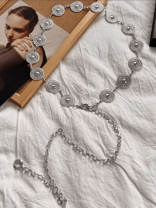 1pc Steampunk Hollow Out Circle Shaped Waist Chain For Women, Design Artistic Alloy Belt For Dress, Elegant And Trendy Boho - Lolli World Marketplace