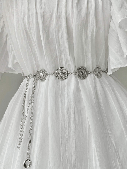 1pc Steampunk Hollow Out Circle Shaped Waist Chain For Women, Design Artistic Alloy Belt For Dress, Elegant And Trendy Boho - Lolli World Marketplace