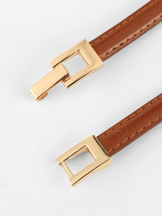 1pc Stitch Detail Symmetrical Buckle Belt - Lolli World Marketplace