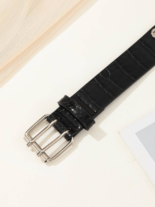 1pc Stylish Unisex Belt With Bright White Double Row Eyelets, Suitable For Carnival, Valentine's Day, St. Patrick's Day Gifts, Various Festivals And Party Occasions Street - Lolli World Marketplace
