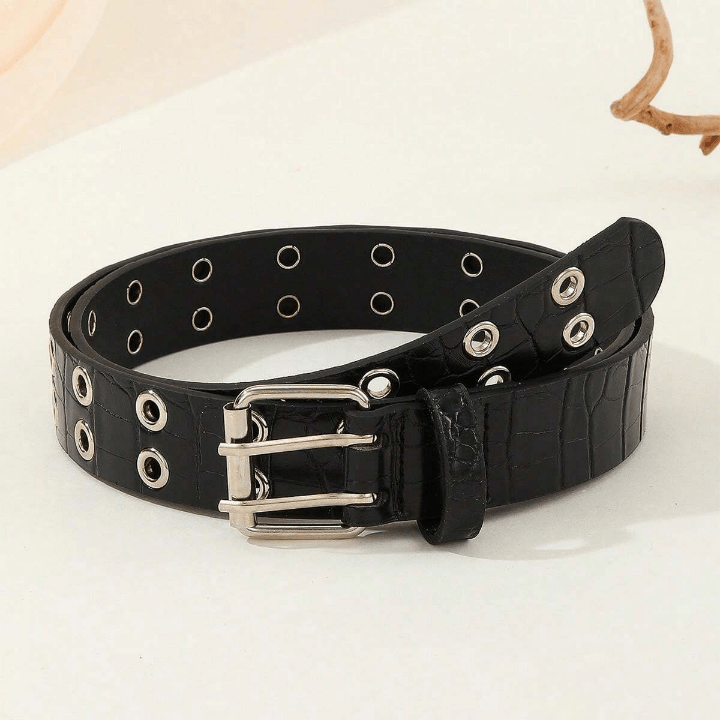 1pc Stylish Unisex Belt With Bright White Double Row Eyelets, Suitable For Carnival, Valentine's Day, St. Patrick's Day Gifts, Various Festivals And Party Occasions Street - Lolli World Marketplace