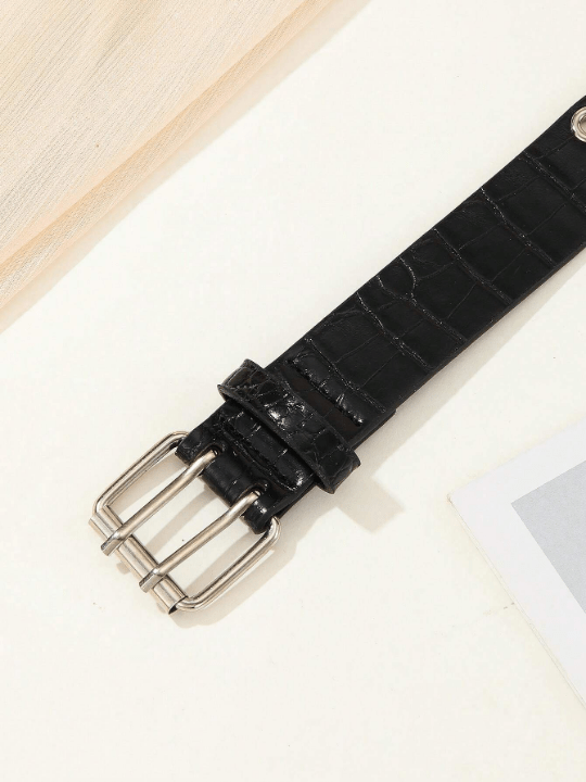 1pc Stylish Unisex Belt With Bright White Double Row Eyelets, Suitable For Carnival, Valentine's Day, St. Patrick's Day Gifts, Various Festivals And Party Occasions Street - Lolli World Marketplace