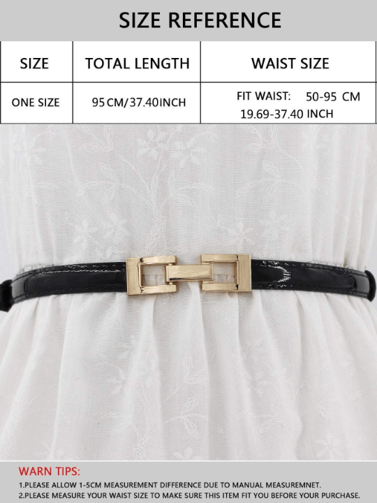 1pc Thin Geo Buckle Skinny Belt - Lolli World Marketplace