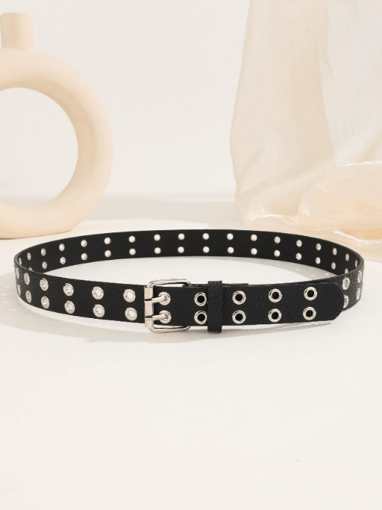 1pc Trendy Unisex Double Row Eyelet White Belt Perfect For Mardi Gras, Valentine's Day, St. Patrick's Day; Suitable For Various Festivals, Daily Gatherings And Parties As Gifts - Lolli World Marketplace