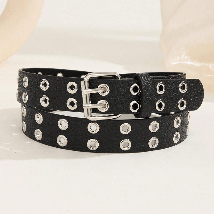 1pc Trendy Unisex Double Row Eyelet White Belt Perfect For Mardi Gras, Valentine's Day, St. Patrick's Day; Suitable For Various Festivals, Daily Gatherings And Parties As Gifts - Lolli World Marketplace