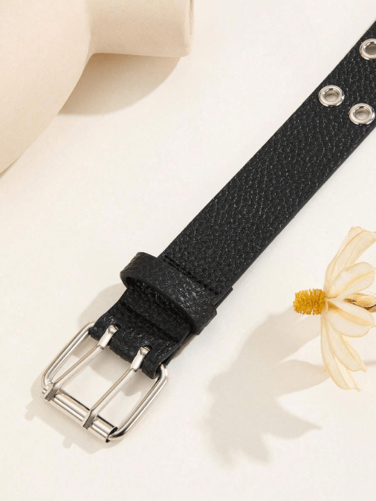 1pc Trendy Unisex Double Row Eyelet White Belt Perfect For Mardi Gras, Valentine's Day, St. Patrick's Day; Suitable For Various Festivals, Daily Gatherings And Parties As Gifts - Lolli World Marketplace