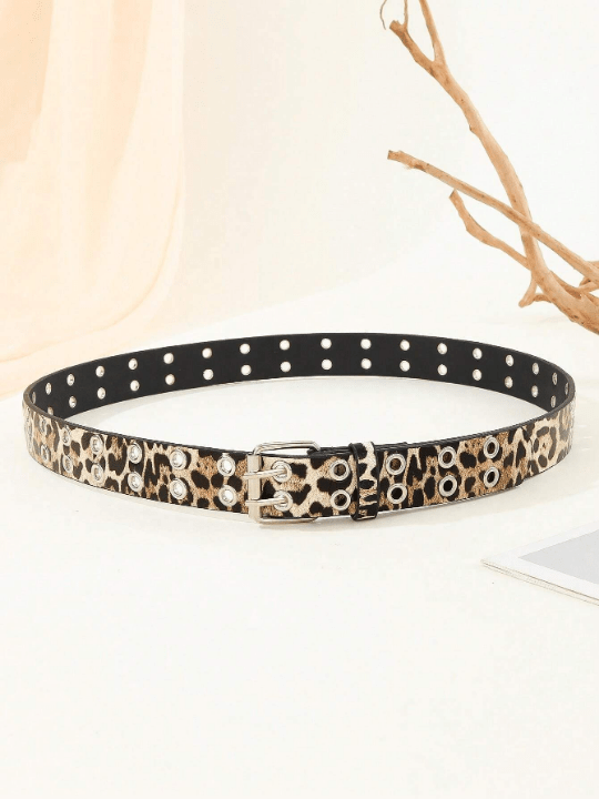 1pc Trendy Unisex White Belt With Double Row Eyelets, Suitable For Festival, Valentine's Day, St Patrick's Day Gift, Daily, Party, Etc - Lolli World Marketplace
