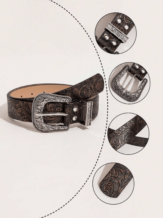1pc Western - Style Women's Embossed Jean Belt - Lolli World Marketplace
